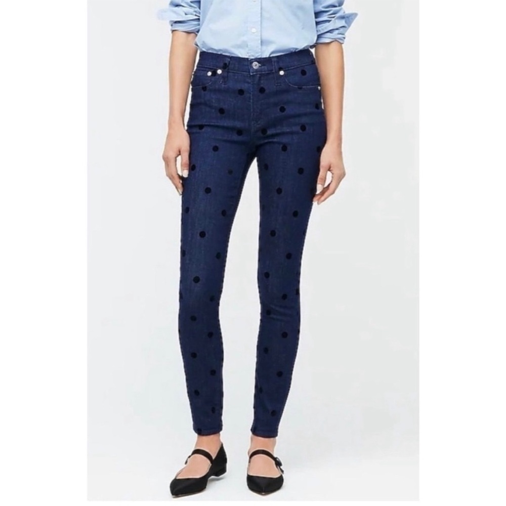 J. Crew 9" High-Rise Toothpick Jean with Velvet Dots size 26